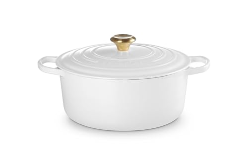 Enameled Cast Iron Round Dutch Oven (White / 7.25 Qt)