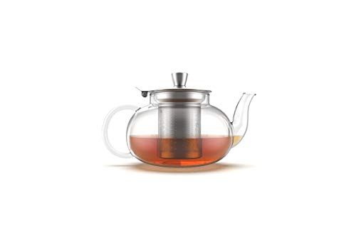 Glass Teapot Stovetop Compatible Kettle with Stainless Steel Removable Infuser (27 Ounce)