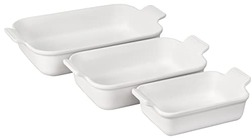 Stoneware Heritage Rectangular Baking Dish (3-Piece Dish Set / White)