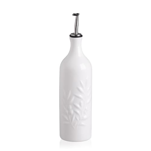 Sweejar Large Ceramic Olive Oil Dispenser Bottle (White / 24 oz, Set of 1)