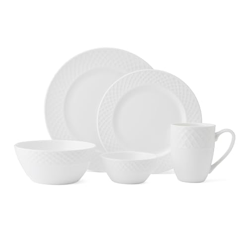 Trellis Bone China Lightweight Chip Resistant 40 Piece Dinnerware Set (Trellis)