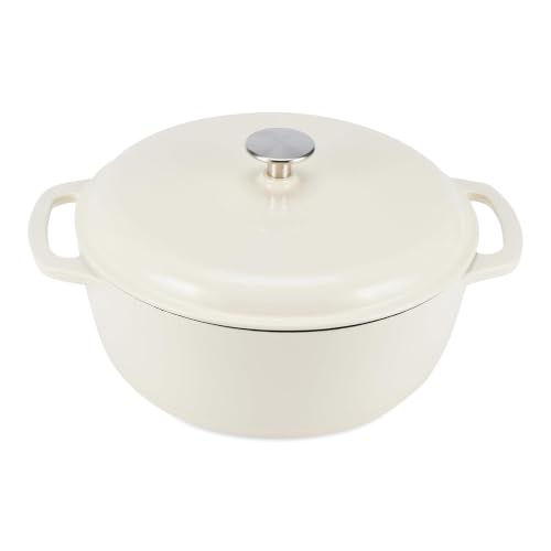 Enameled Cast Iron Dutch Oven Pot with Lid (White / 6-Quart)
