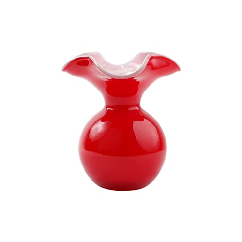 Hibiscus Glass Red Small Fluted Vase (Small / Red)
