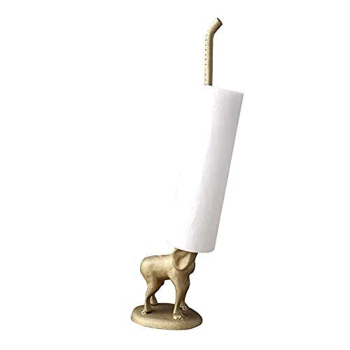 Gold Elephant Paper Towel Holder & Metal Toilet Paper Stand (Gold Elephant)