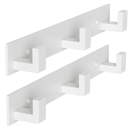 Stainless Steel Wall Coat Rack (White / 3 "L" Hooks, 2PACK)