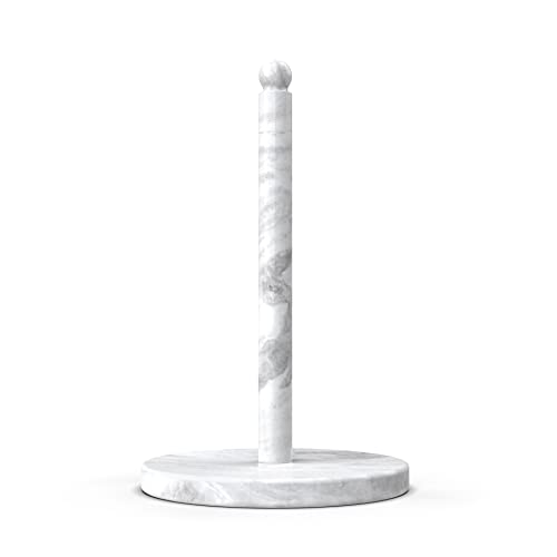 African Natural Marble Paper Towel Holder Countertop (Grigio Fantasy Stone Rod / 8" Base)