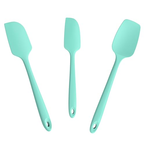 600°F Heat Resistant Silicone Spatula Scrapers (Set of 3 / Aqua Sky)
