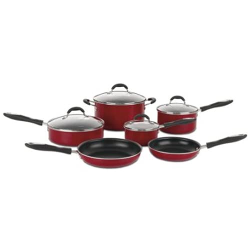 55-11R 11-Piece Set Advantage Nonstick Cookware, Red (Red / 11 Piece / Cookware Set)