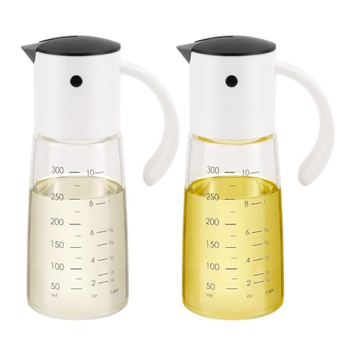 Glass Olive Oil Dispenser Bottle Set 10 oz 2 Pack White (white)