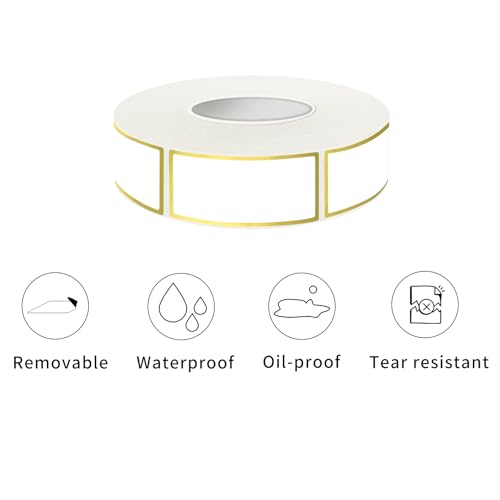 300 Golden Border Removable Freezer Labels Water Oil Resistant with Perforation Line for Food Containers Jars Pantry Organization (Gold-300 / 1” x 2”)