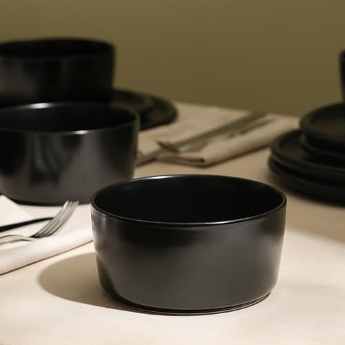 Eden 12 Piece Dinnerware Set Stoneware (Black / 12-Piece - Service for 4)