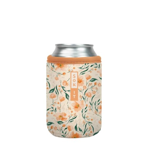 CanSok Sleeve for Beer & Soda Insulated Neoprene Cover (Blush Blossoms / 12oz Can Sleeve)