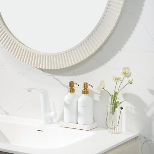 Gold Soap Dispenser Bathroom Set (Gold Pump & White Bottle)