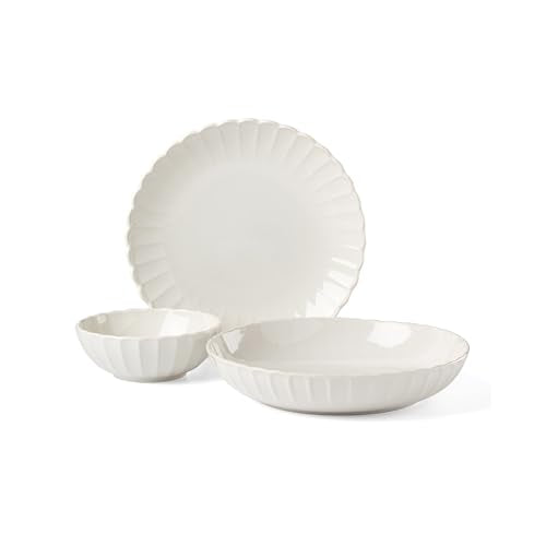 French Perle Scallop White Dinnerware Plate and Bowl Set (12-Piece Dinnerware Set (Bowls) / White)