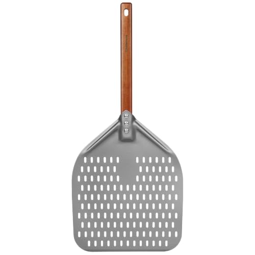 12" x 15" Perforated Aluminum Pizza Peel (12" - 26 inch overall-1)