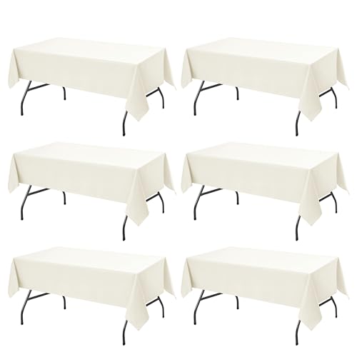 6 Pack Ivory Tablecloths for Rectangle Tables (Ivory / 60x102 In, 6 Pack)