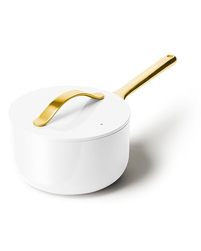 Non Stick 3 qt Ceramic Sauce Pan with Lid (White / 3 Quarts)