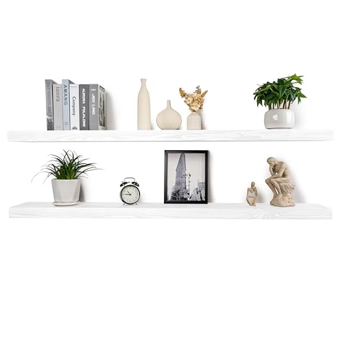 Floating Shelves 72 Inch Long 8" Deep Set of 2 (White / 72'' x 8''x 2''(set of 2）)