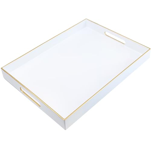 White Plastic Serving Tray for Ottoman (30 White / 11.8" x 15.7" x 1.6")