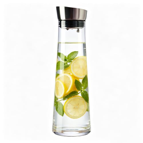 Glass Water Carafe with Lid (40 Ounces)