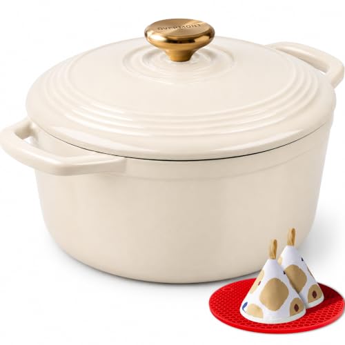 Enameled Cast Iron Dutch Oven (5.5 Quart / Warm White)