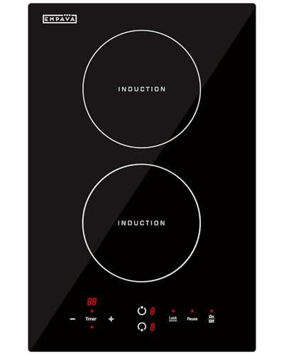 Electric Stove Induction Cooktop Vertical with 2 Burners Vitro Ceramic Smooth Surface Glass in Black 120V
