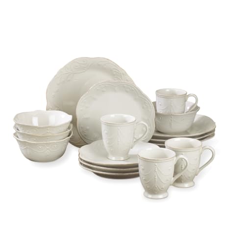 French Perle White Stoneware 16 (16-Piece Dinnerware Set)