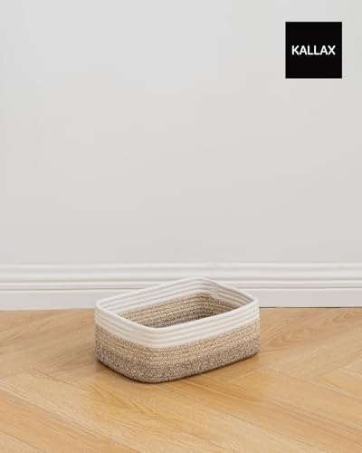 Small Woven Storage Basket for Organizing (Gradient Brown / 12"L x 8"W x 4.5"H)