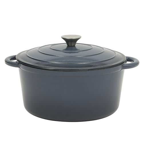 Addlestone 7 Qt Enameled Cast Iron Dutch Oven Pot with Lid (7-Quart / Gradient Navy Blue)
