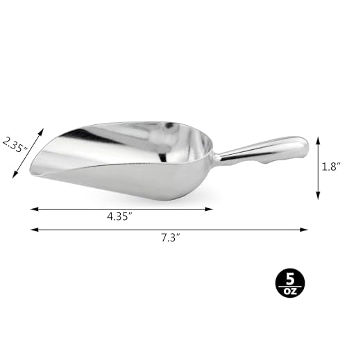34509 One Piece Cast Aluminum Round Bottom Bar Ice Flour Utility Scoop (5-Ounce / Silver)