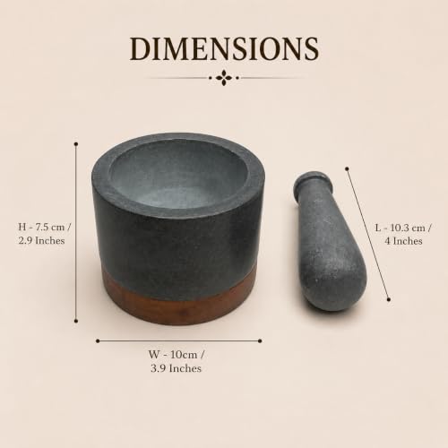 Mortar and Pestle (Matte Stone with Wooden Base)