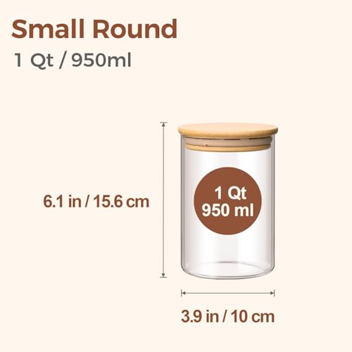 Glass Storage Containers with Lids 1 Qt (1 Qt x 6)