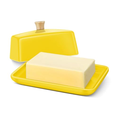 Extra Large Ceramic Butter Dish with Lid (Yellow / Extra Large)