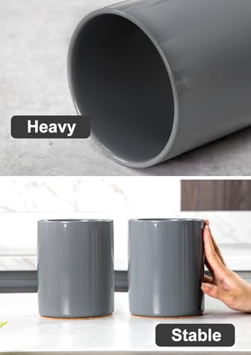 Ceramic Kitchen Utensil Holder for Countertop Organizer 6.4" Gray (Gray)