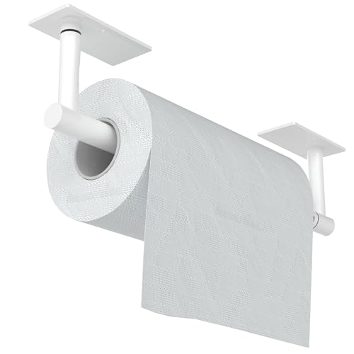 White Paper Towel Holder Under Cabinet Self Adhesive or Wall Mount