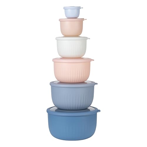 Prep Bowls with Lids (Blue/Pink / 12 Piece Set - Deep Bowls)