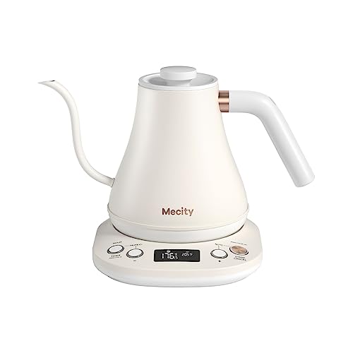 Electric Gooseneck Kettle With Keep Warm Function & LCD Display Automatic Shut Off Coffee Kettle Temperature Control Pour Over Kettle 1200 Watt (Milk White)