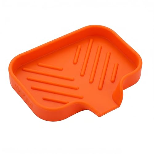 Silicone Soap Dish with Drain Spout (Orange / S(4.9"×3.2"))