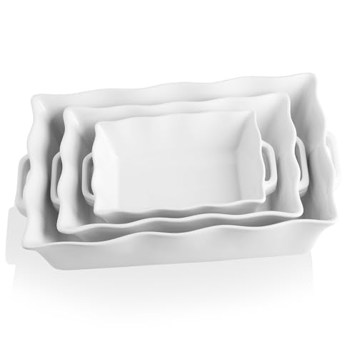 Sweejar Casserole Dishes for Oven (White New / Baking dish(Set of 3))