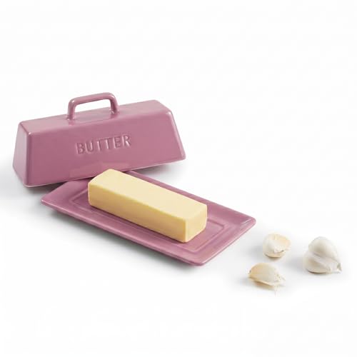 Ceramic Butter Dish with Lid (Dusty Rose)