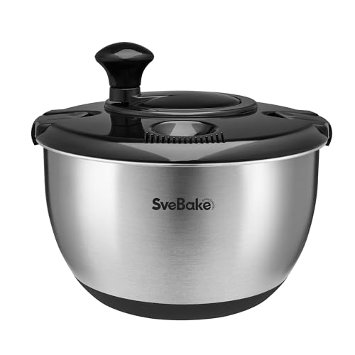 Stainless Steel Salad Spinner (Black Lid)