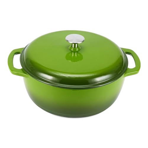 Enameled Cast Iron Dutch Oven Pot with Lid (Green / 6-Quart)