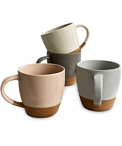 Ceramic Large Latte Mug Set of 4 (Assorted Neutrals)