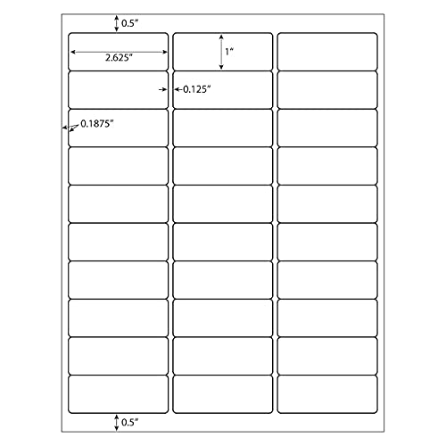 30 up Sticker Labels 1 x 2 (1" x 2-5/8"(30-UP) / 30 Sheets)