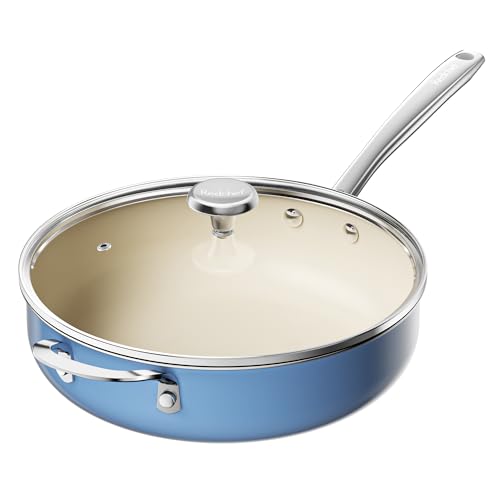 Ceramic Saute Pan with Lid (Blue)