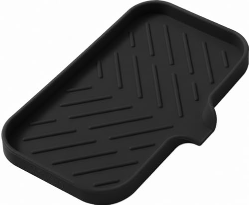 Silicone Soap Dish with Drain Spout (Black / M(9.6"×5.3"))