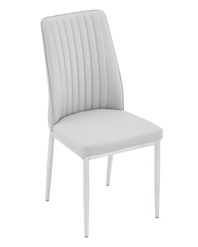 Modern Dining Chairs Gray PU Leather Kitchen Chairs Set of 8 (S- Gray)