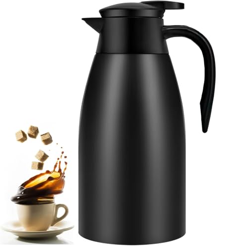 70oz Coffee Carafe Airpot Insulated Coffee Urn Stainless Steel Vacuum Thermal Pot Flask Dispenser for Coffee (Black)