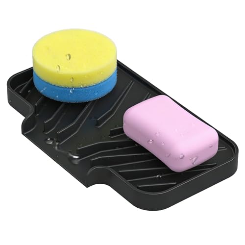 Sponge Holder for Kitchen Sink (Black / 8"x 4")