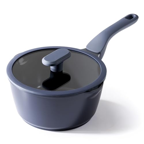 Ceramic Nonstick Saucepan with Lid (2.7 Quarts / Blueberry Mist)